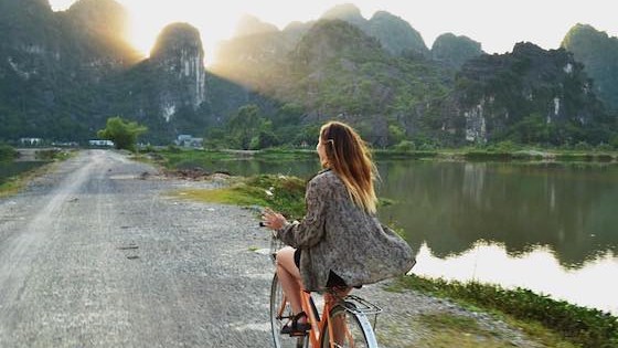 English teacher biking in Asia