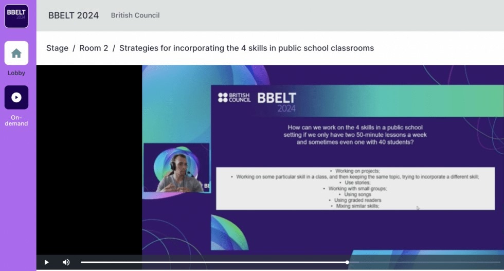 Bridge alum, Matheus, presenting at BBELT