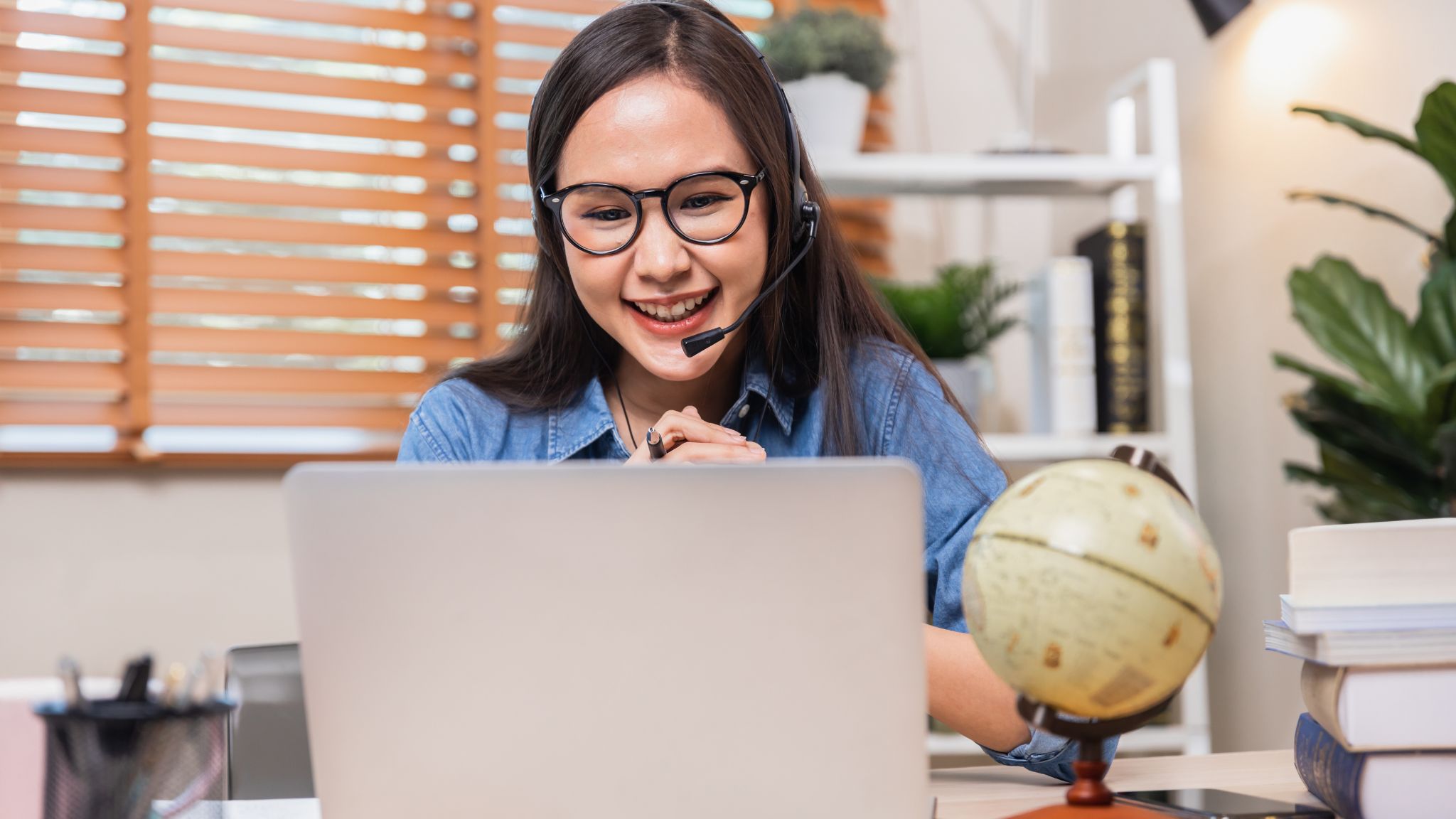 a teacher attending an online conference