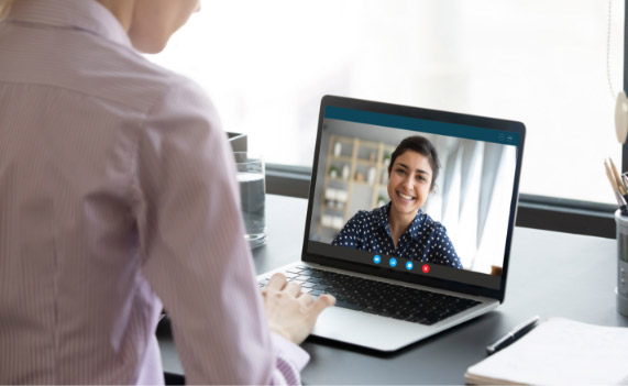 Two people talking on video call