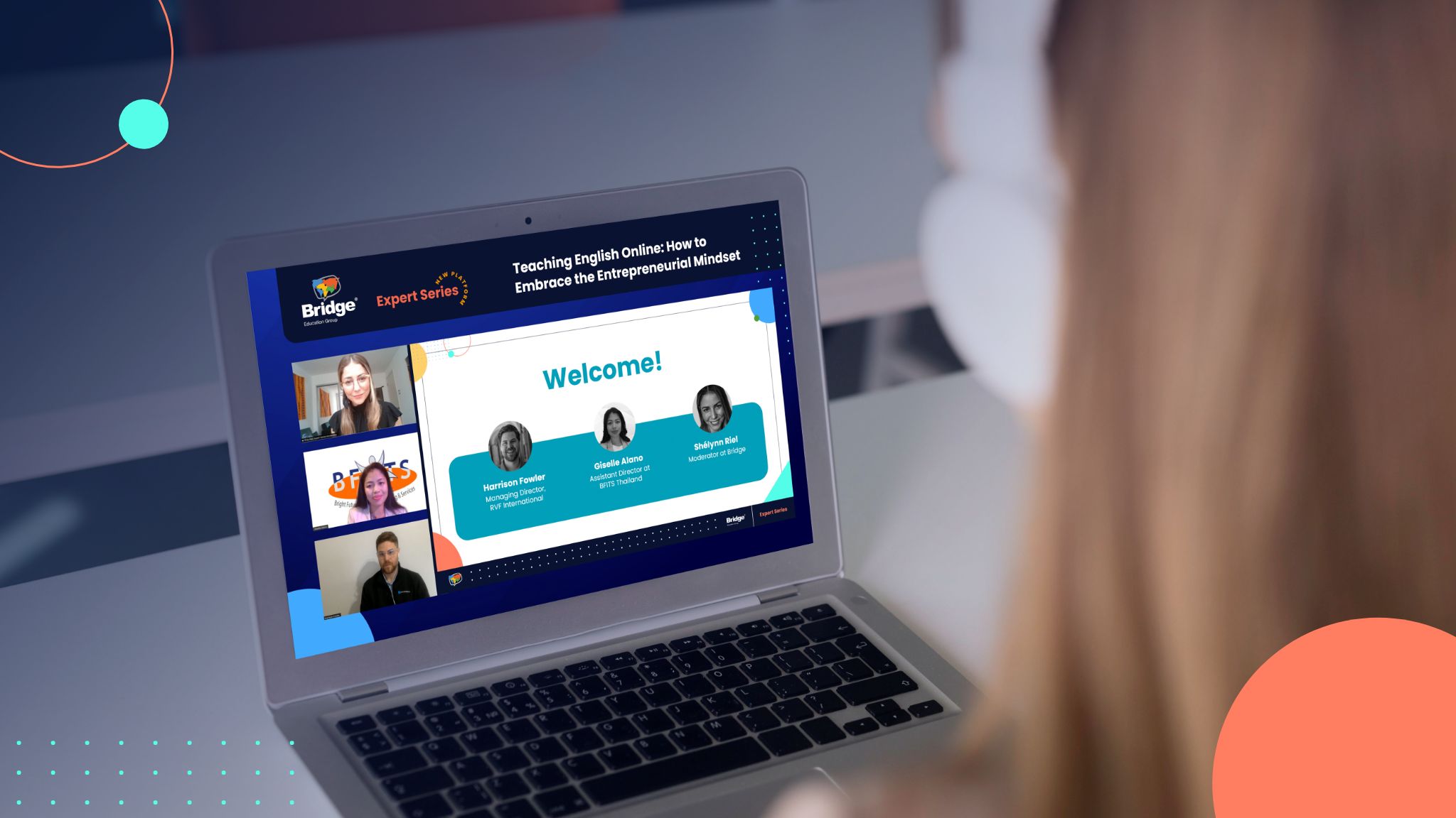 a teacher watching an Expert Series webinar