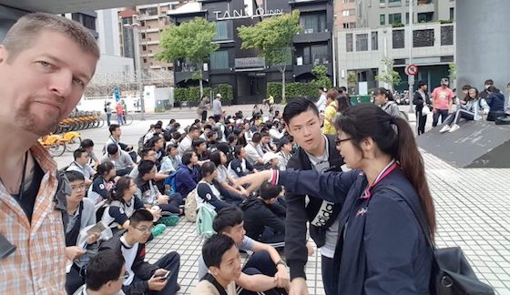 Richard Blanke with his EFL students in Taiwan