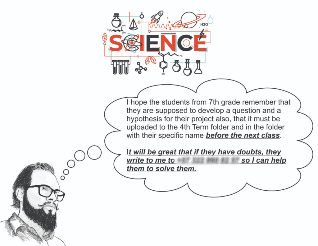 Science task instructions that Luis made for his students.
