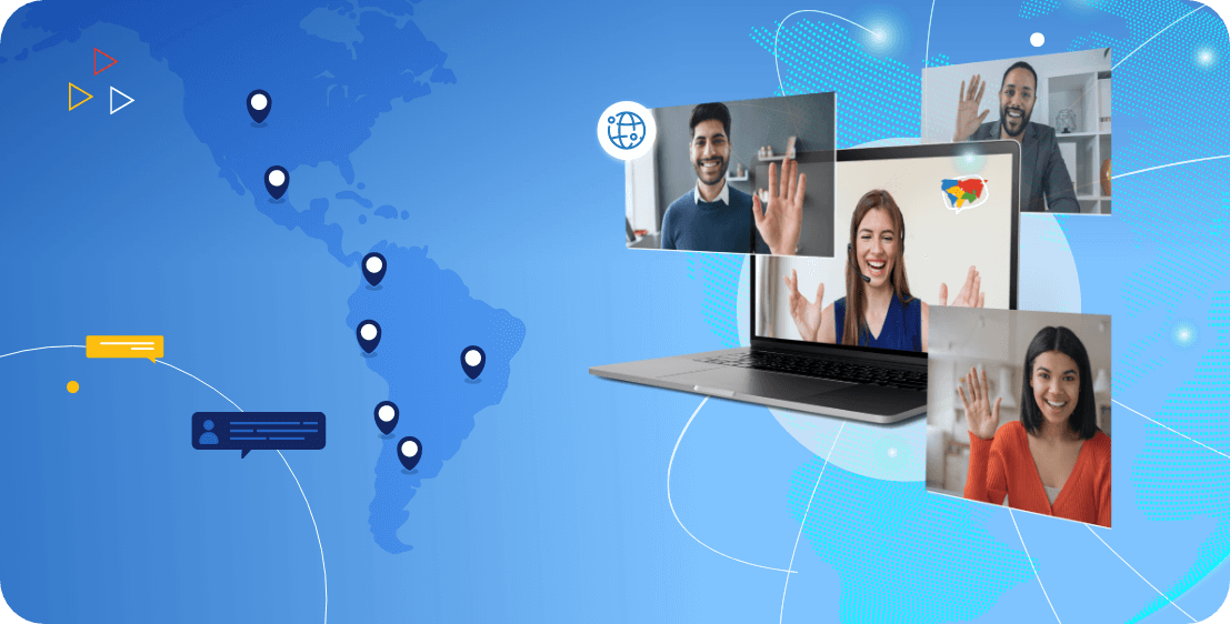 about us Illustration of diverse people engaged in various language learning activities, symbolizing global communication and cultural exchange, with the text 'Bridge' prominently displayed.