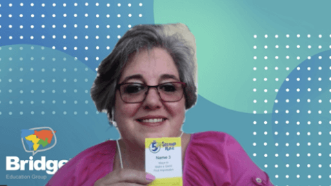 Teacher in online classroom executing activity