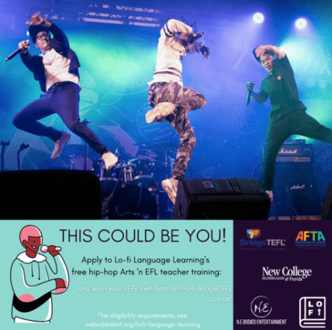 Flyer for Lo-Fi Language Learning's new Arts ‘n TEFL Program